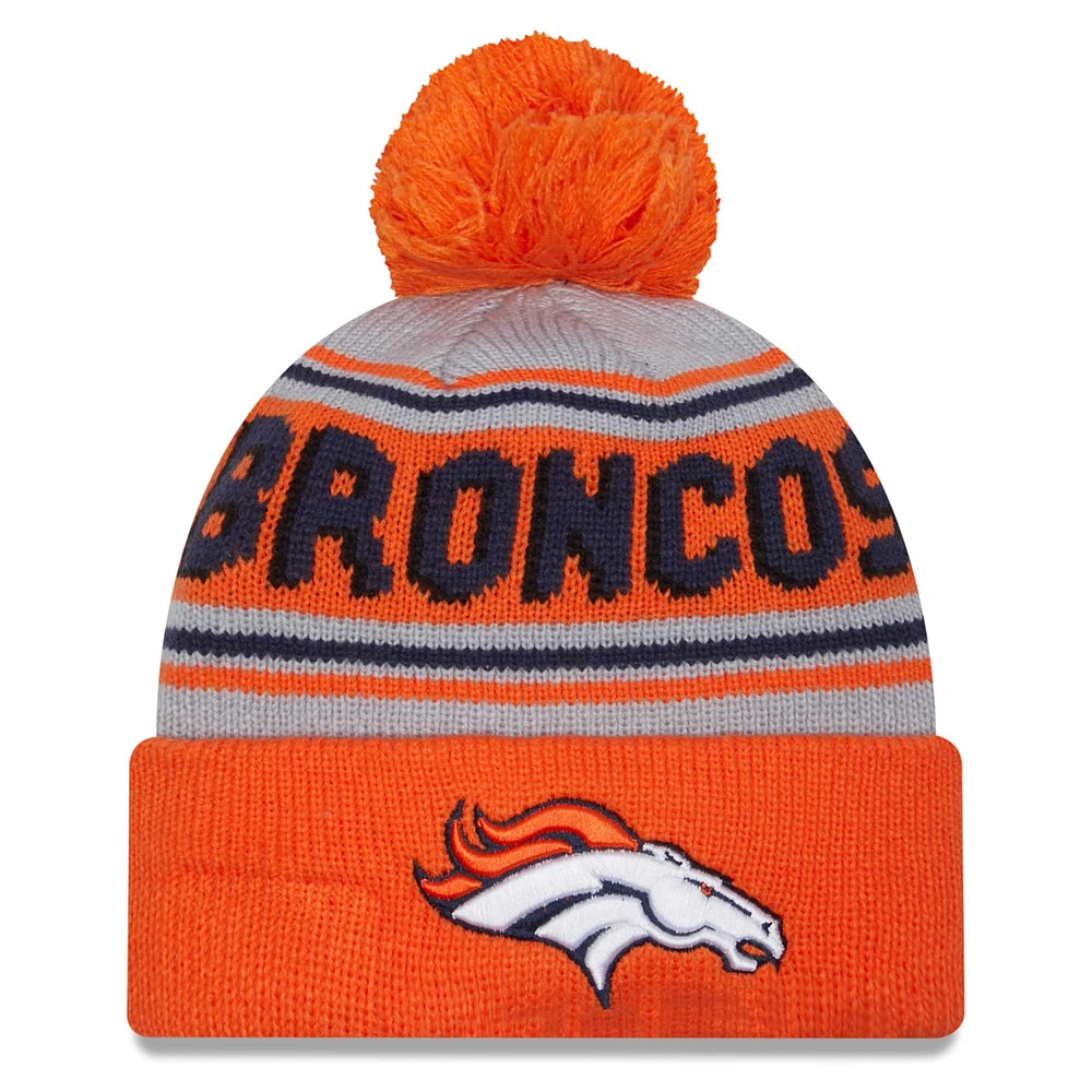 Men's New Era Orange Denver Broncos Main Cuffed Knit Hat with Pom