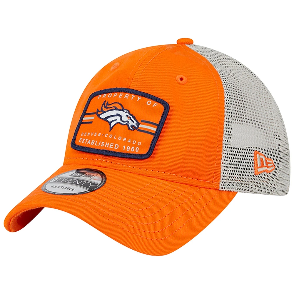 Casquette réglable 9TWENTY Property Trucker des Broncos de Denver New Era pour homme, orange