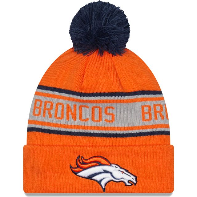 New Era Denver Broncos Repeat orange pour homme - Bonnet en tricot à revers avec pompon