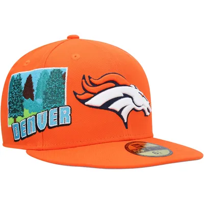 New Era Denver Broncos Fitted Hat Size 7 1/8 Low Crown Orange & Blue  NFL