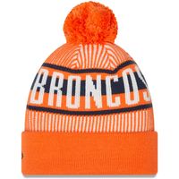 Men's New Era Orange Denver Broncos Striped - Cuffed Knit Hat with Pom