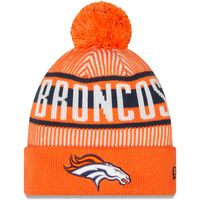 Men's New Era Orange Denver Broncos Striped - Cuffed Knit Hat with Pom