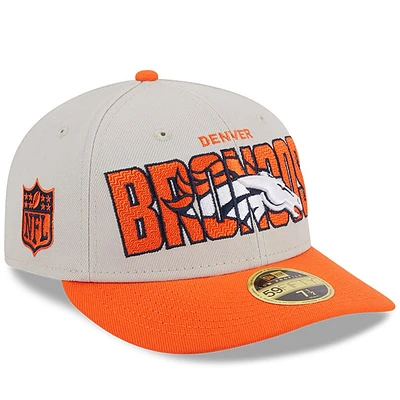 Casquette ajustée 59FIFTY pour homme New Era Stone/Orange Denver Broncos 2023 NFL Draft Low Profile