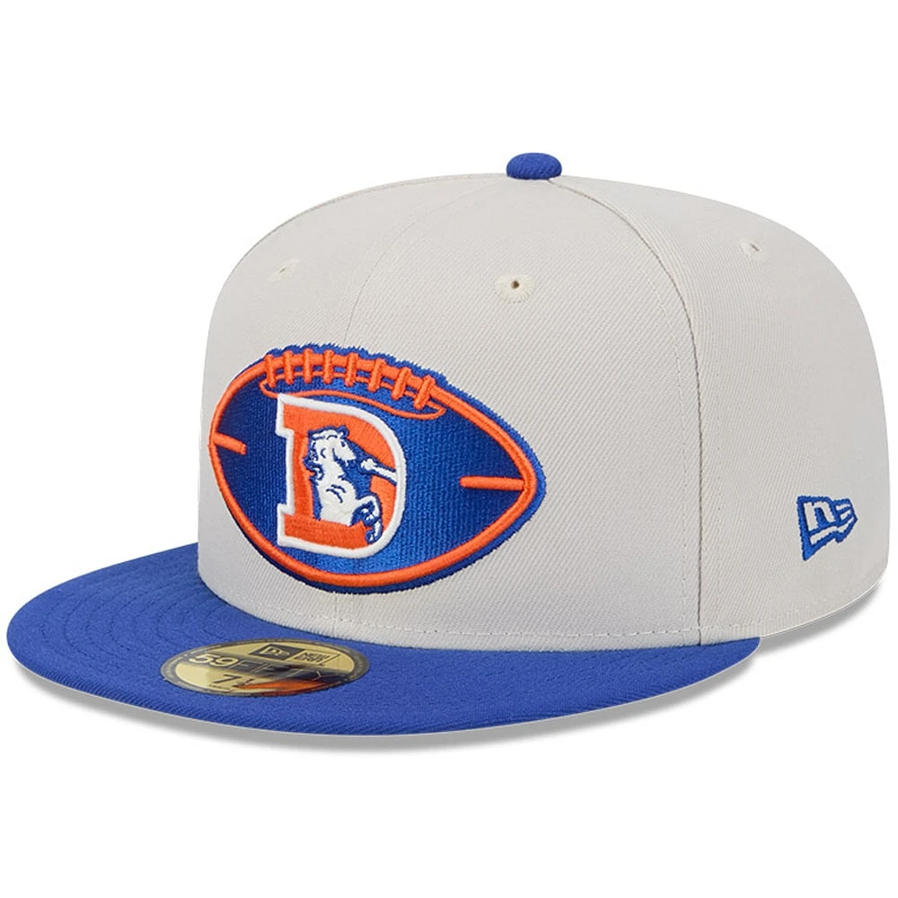 Men's New Era Stone/Royal Denver Broncos 2024 Sideline Historic 59FIFTY Fitted Hat