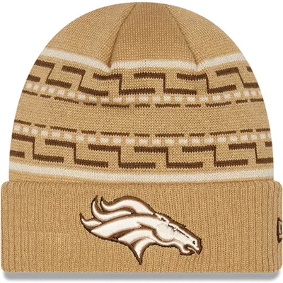 Men's New Era Navy Denver Broncos Helmet Head Trapper Knit Hat - OSFA 