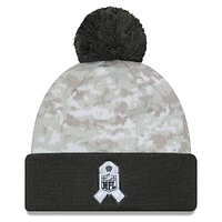 Men's New Era  White/Graphite Denver Broncos 2024 Salute To Service Digital Camo Cuffed Knit Hat with Pom