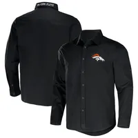 Collection NFL x Darius Rucker pour homme par Fanatics - Chemise boutonnée à manches longues en sergé convertible des Broncos de Denver, noire