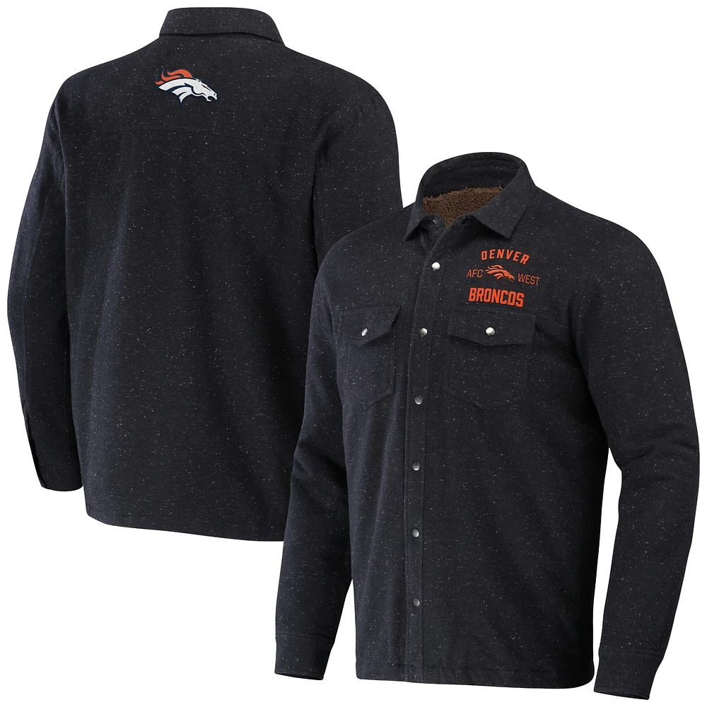 Veste à boutons-pression complète pour homme de la collection NFL x Darius Rucker Fanatics, couleur anthracite, Denver Broncos