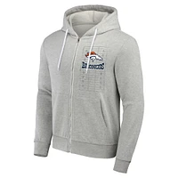 Sweat à capuche entièrement zippé pour homme de la collection NFL x Darius Rucker Fanatics, gris chiné, Denver Broncos