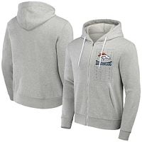 Sweat à capuche entièrement zippé pour homme de la collection NFL x Darius Rucker Fanatics, gris chiné, Denver Broncos