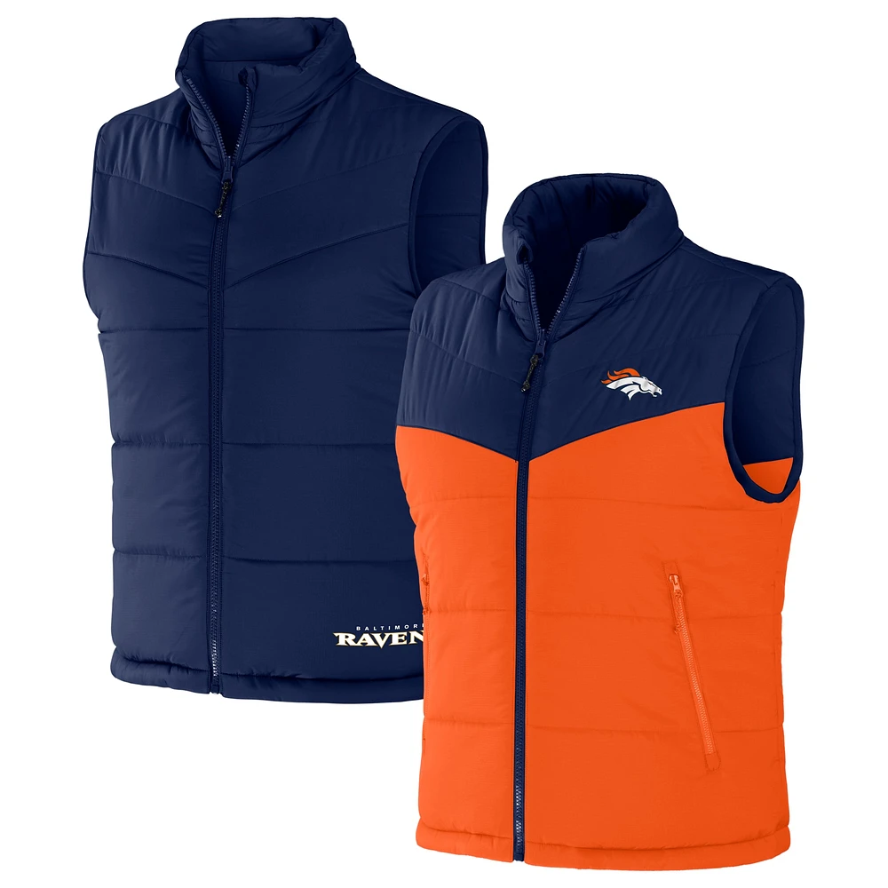 Gilet zippé colorblock bleu marine Denver Broncos pour homme de la collection NFL x Darius Rucker par Fanatics