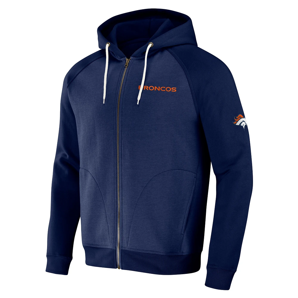 Men's NFL x Darius Rucker Collection by Fanatics Navy Denver Broncos Raglan Full-Zip Hoodie