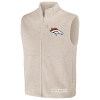 Men's NFL x Darius Rucker Collection by Fanatics  Oatmeal Denver Broncos Full-Zip Sweater Vest