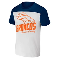 T-shirt colorblock blanc/bleu marine Denver Broncos de la collection NFL x Darius Rucker pour homme par Fanatics