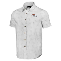 Men's NFL x Darius Rucker Collection by Fanatics White Denver Broncos Woven Short Sleeve Button Up Shirt