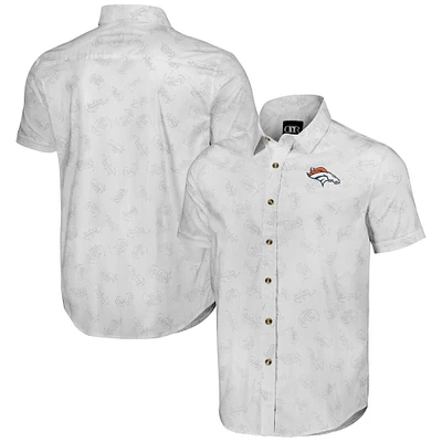 Men's NFL x Darius Rucker Collection by Fanatics White Denver Broncos Woven Short Sleeve Button Up Shirt