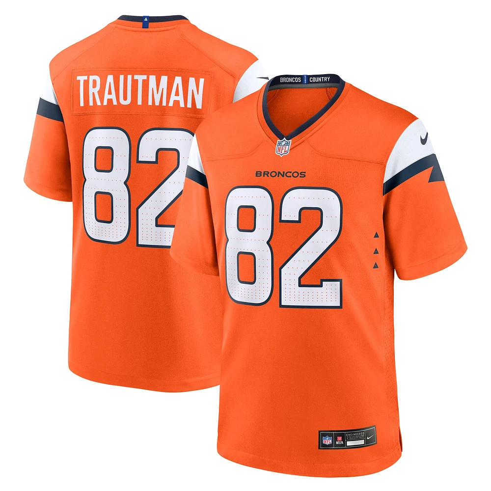 Maillot de match l'équipe Nike Denver Broncos Adam Trautman orange pour homme