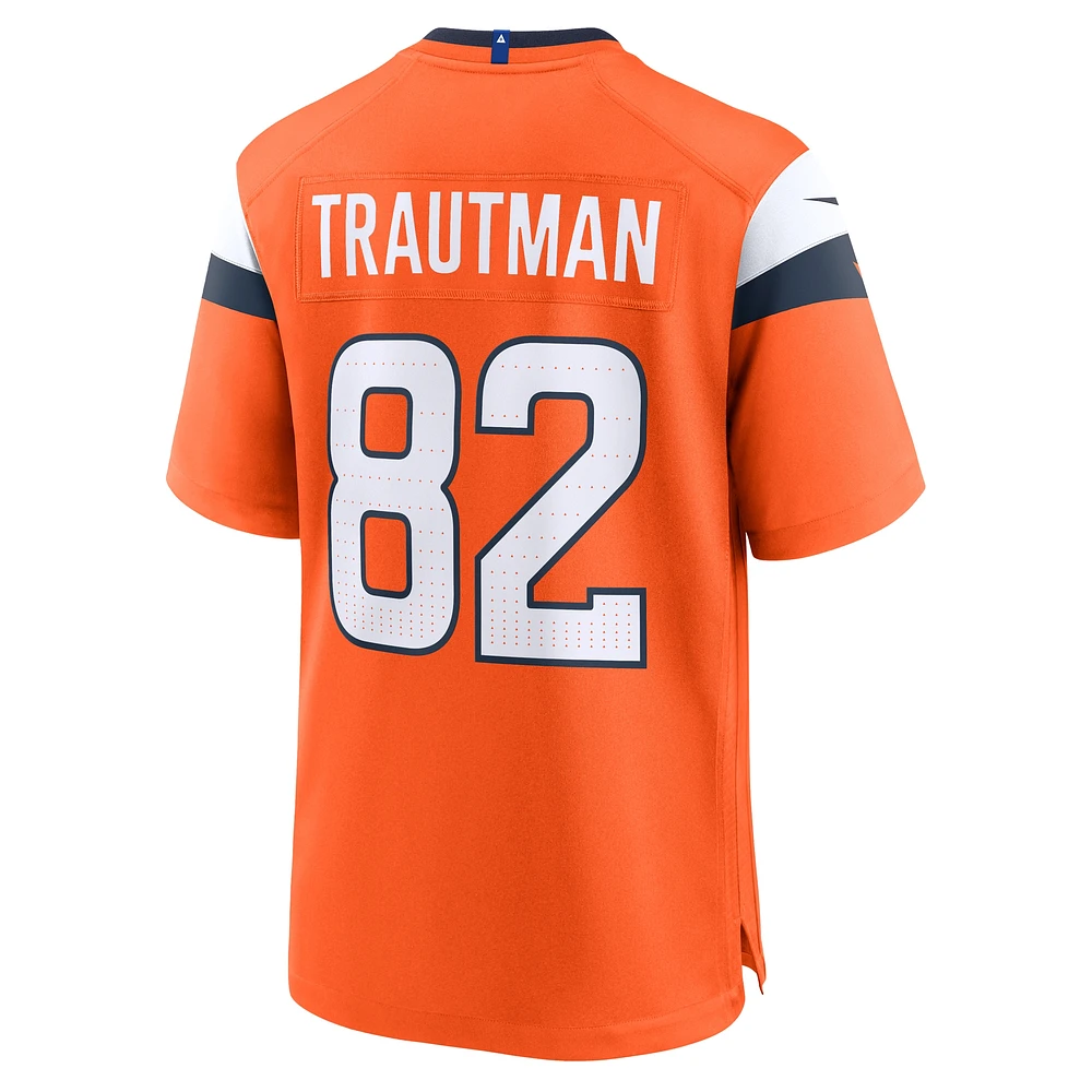 Maillot de match l'équipe Nike Denver Broncos Adam Trautman orange pour homme