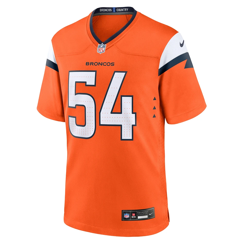 Maillot de match Nike Alex Forsyth Orange Denver Broncos pour homme