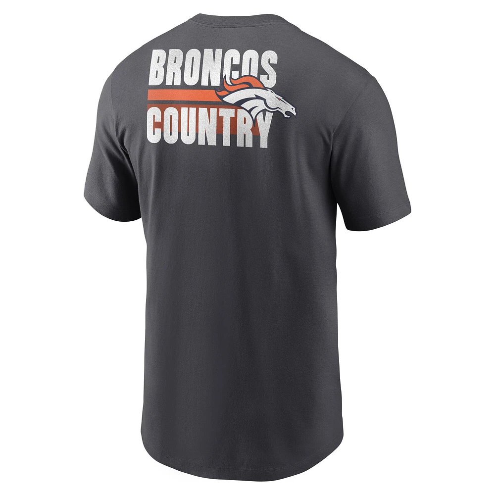 T-shirt essentiel Blitz Denver Broncos Nike anthracite pour homme