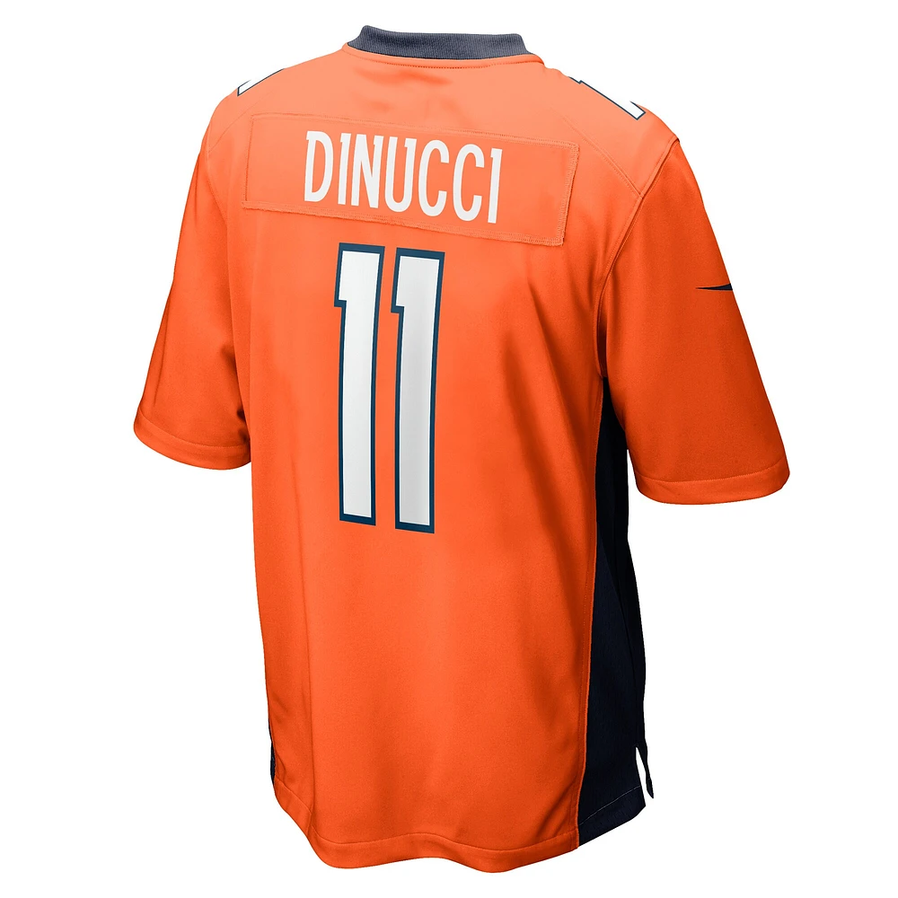 Maillot de match l'équipe Nike Ben DiNucci orange Denver Broncos pour homme