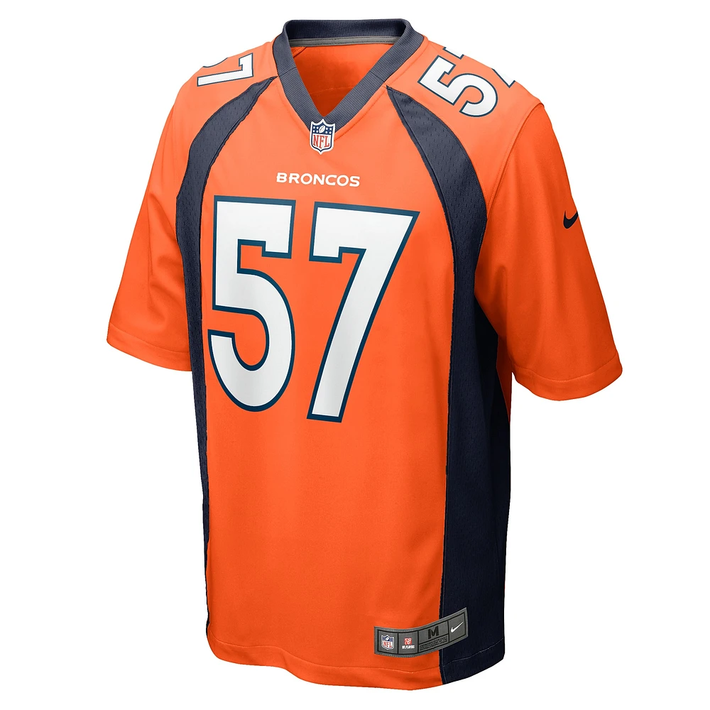 Maillot de match l'équipe Nike Ben Niemann orange Denver Broncos pour homme