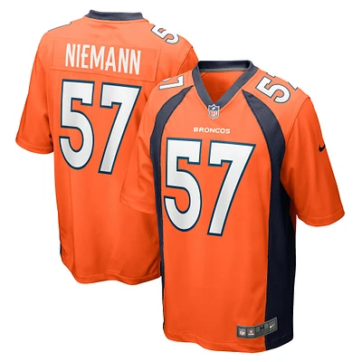 Maillot de match l'équipe Nike Ben Niemann orange Denver Broncos pour homme