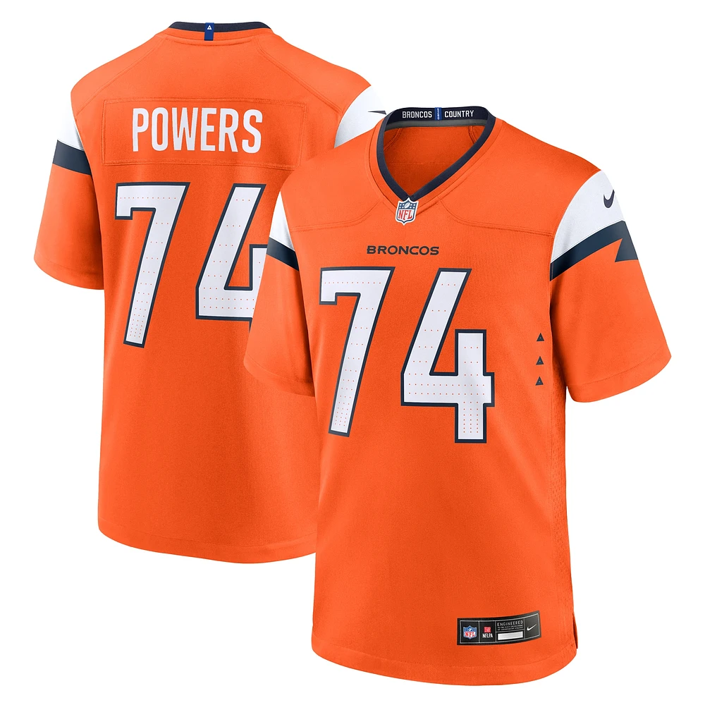 Maillot de match Nike Ben Powers Orange Denver Broncos pour homme