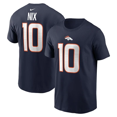 T-shirt Nike Bo Nix bleu marine pour homme avec nom et numéro de joueur des Denver Broncos