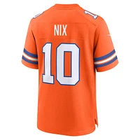 Men's Nike Bo Nix Orange Denver Broncos Mile High Collection 1977 Throwback Player Game Jersey