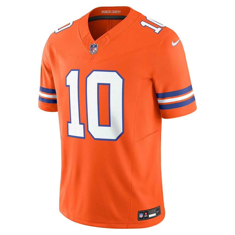 Maillot Nike Bo Nix orange Denver Broncos Vapor F.U.S.E. Limited pour homme