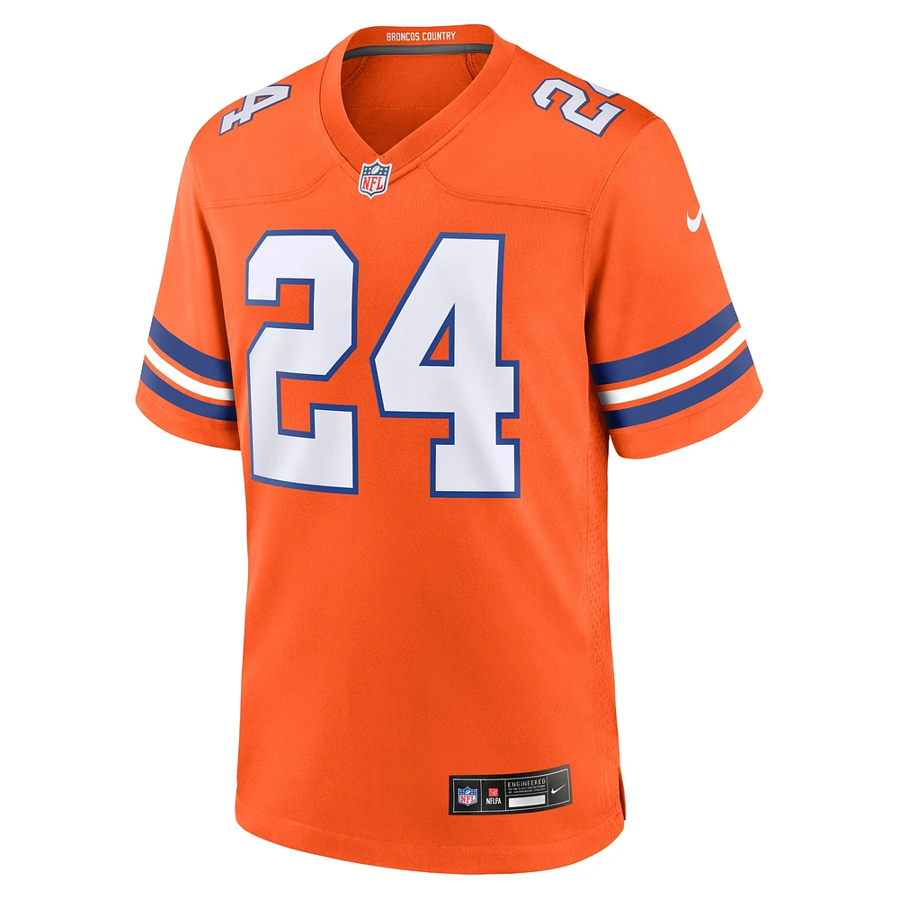 Maillot Nike Champ Bailey Orange Denver Broncos Mile High Collection 1977 Throwback pour homme - de match joueur retraité