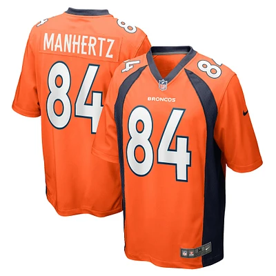 Maillot Nike Chris Manhertz pour homme, joueur de match des Denver Broncos, orange