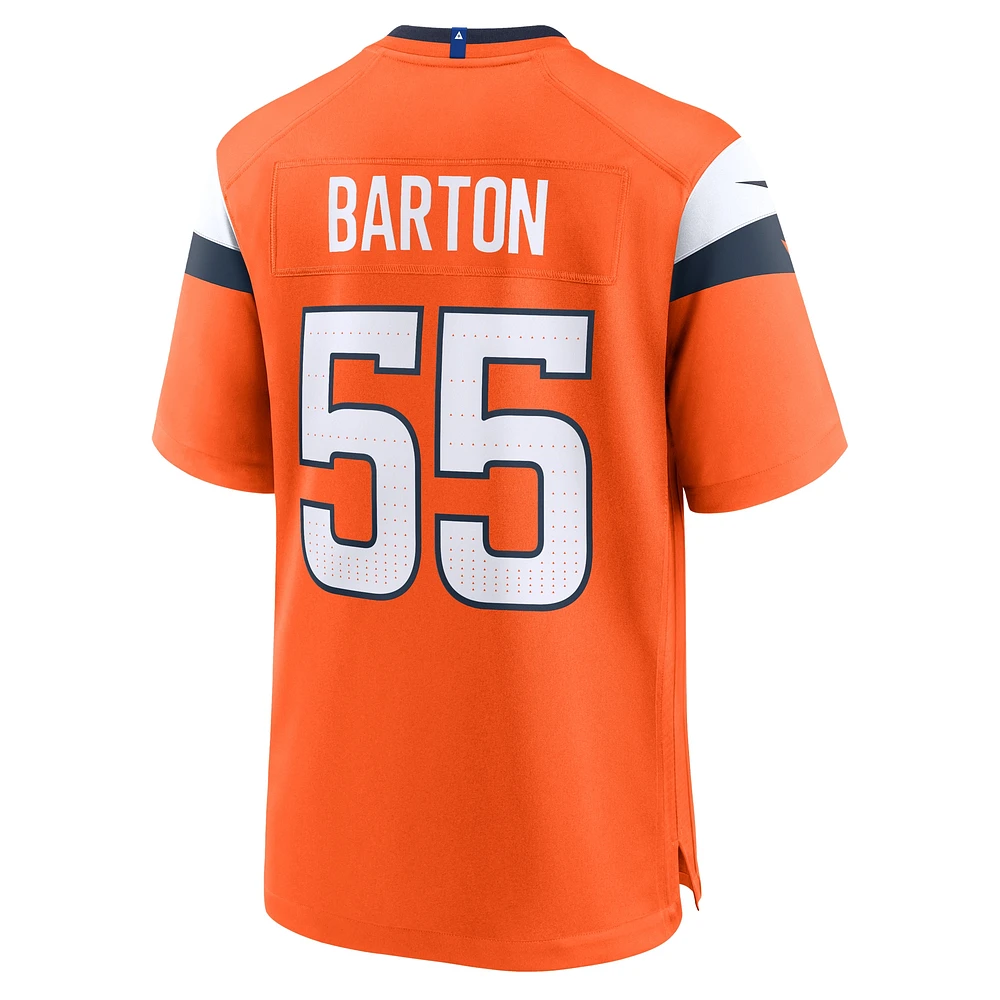 Maillot de match Nike Cody Barton Orange Denver Broncos pour homme