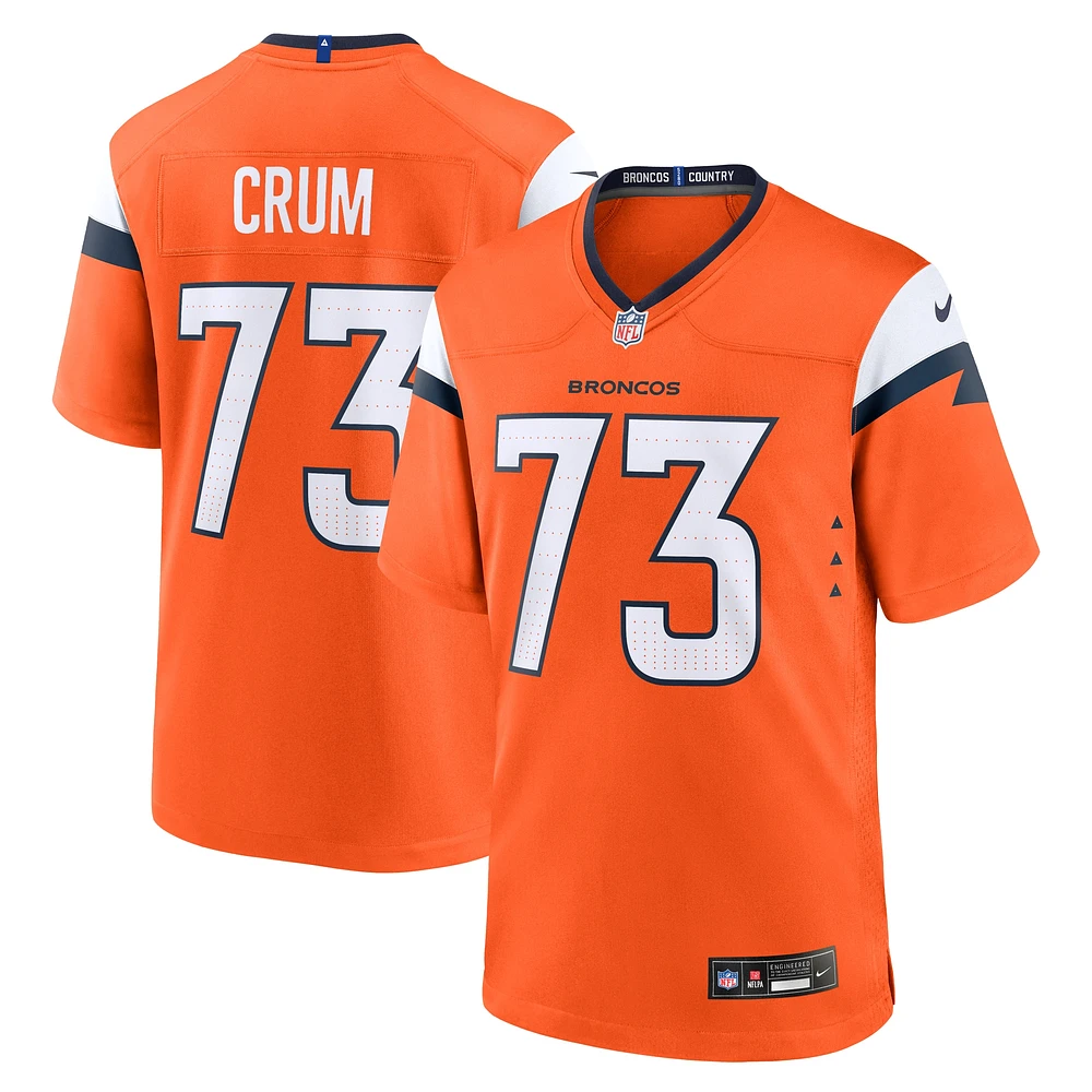 Maillot de match Nike Frank Crum Orange Denver Broncos pour homme