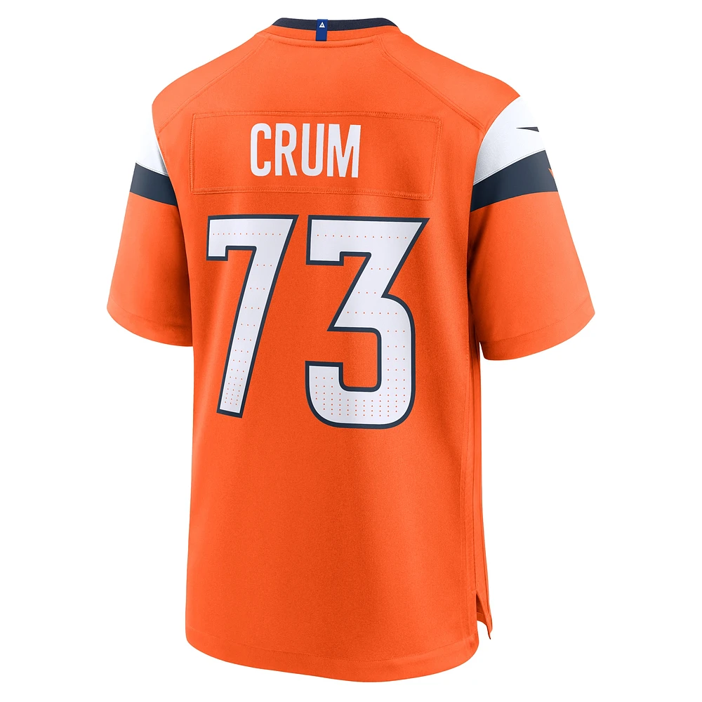 Maillot de match Nike Frank Crum Orange Denver Broncos pour homme