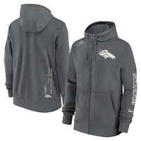 Sweat à capuche Nike gris Denver Broncos Statement entièrement zippé pour homme