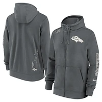 Sweat à capuche Nike gris Denver Broncos Statement entièrement zippé pour homme