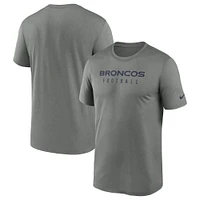 T-shirt Nike Performance pour homme Denver Broncos Sideline Legend gris chiné