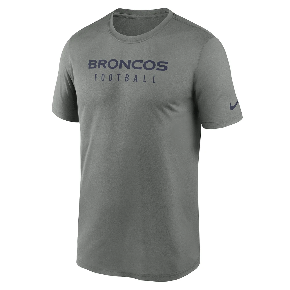 T-shirt Nike Performance pour homme Denver Broncos Sideline Legend gris chiné