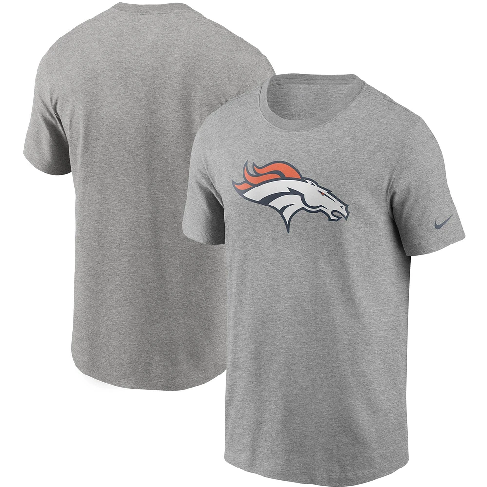 T-shirt à logo principal Denver Broncos Nike pour homme, gris chiné