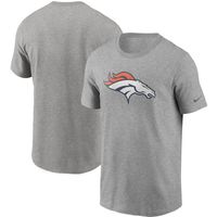 Men's Nike Heathered Gray Denver Broncos Primary Logo T-Shirt