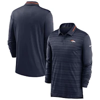 Polo à manches longues Nike Denver Broncos Sideline Performance pour homme - Bleu marine chiné