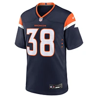 Maillot de match alternatif Nike Jaleel McLaughlin bleu marine des Denver Broncos pour homme