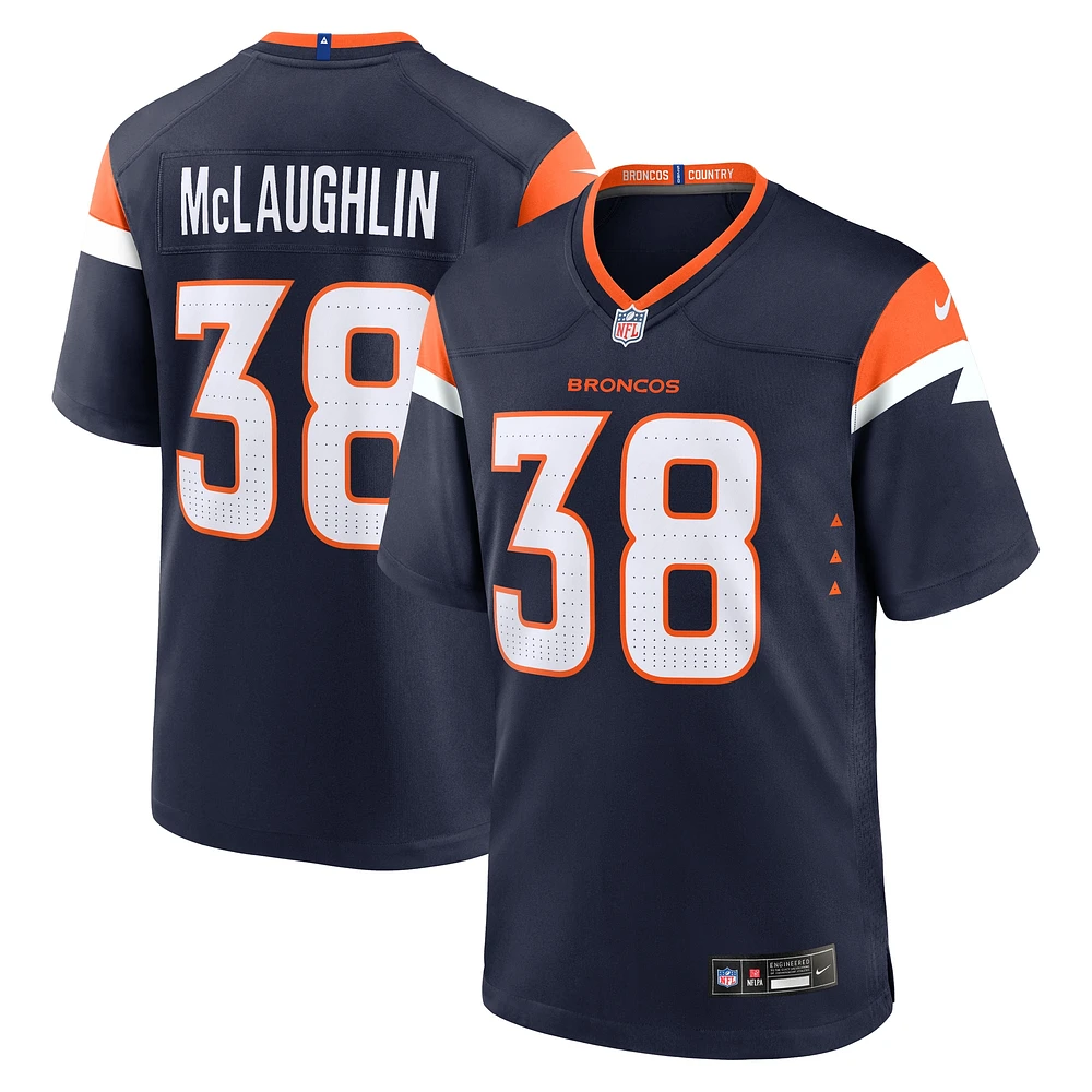 Maillot de match alternatif Nike Jaleel McLaughlin bleu marine des Denver Broncos pour homme