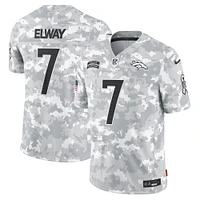 Maillot Nike John Elway Arctic Camo Denver Broncos 2024 Salute to Service pour homme, édition limitée, joueur retraité