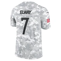 Maillot Nike John Elway Arctic Camo Denver Broncos 2024 Salute to Service pour homme, édition limitée, joueur retraité