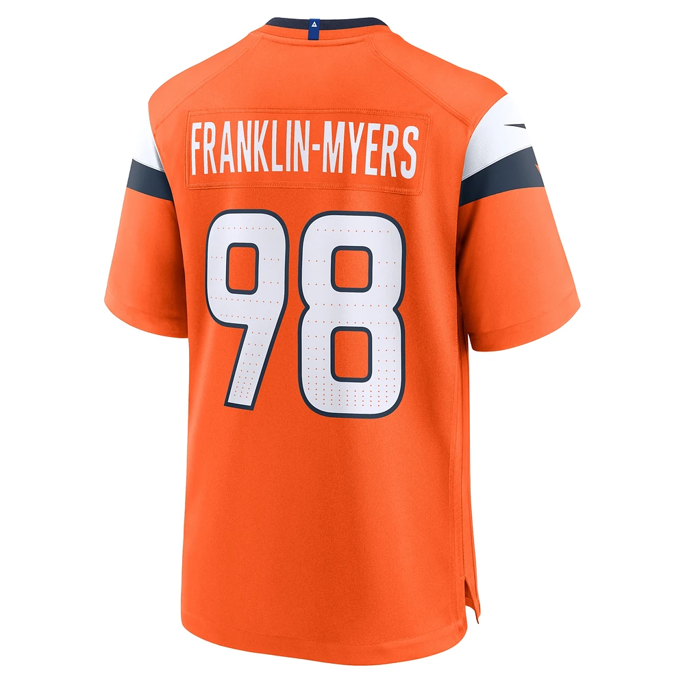 Maillot de match Nike John Franklin-Myers Orange Denver Broncos pour homme