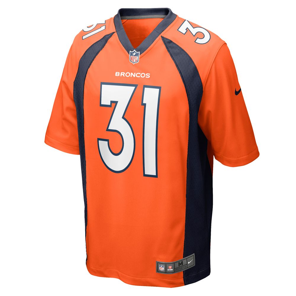 Men's Nike Justin Simmons Orange Denver Broncos Game Jersey