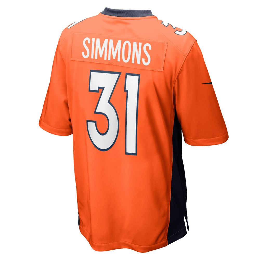 Men's Nike Justin Simmons Orange Denver Broncos Game Jersey